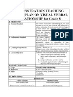 Demonstration Teaching Lesson Plan On Visual Verbal RELATIONSHIP For Grade 8