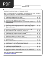 Modified Checklist For Autism in Toddlers (M-CHAT) : Yes No Yes No Yes No Yes No Yes No