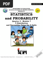 Statistics and Probability: Quarter 3 - Module 7 T-Distribution and Percentiles Using The T-Table