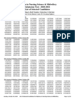 Diploma in Nursing Science & Midwifery Admission Test: 2020-2021 List of Selected Candidates