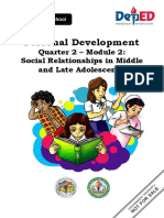 Personal Development: Quarter 2 - Module 2: Social Relationships in Middle and Late Adolescence