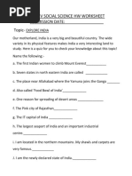 CBSE Class 4 Social Studies Worksheet - Explore India