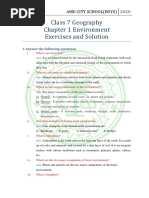 Class 7 Geography Chapter 1 Environment Exercises and Solution