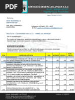 Cotización Carpintería Metálica - Obra Alcanfores - Apgar