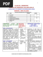 Xii Chemistry Termwise Syllabus 2021-22 - Sulekha