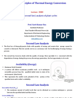 ME 5129 - Principles of Thermal Energy Conversion: Exergy (Second Law) Analysis of Plant Cycles