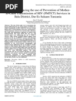 Factors Influencing The Use of Prevention of Motherto-Child Transmission of HIV (PMTCT) Services in Ilala District, Dar Es Salaam Tanzania