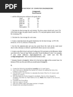 Department of Computer Engineering: (Assignment) Excel Exercise