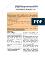 The Validity of Beck Depression Inventory - Short Version in Depressed Patients Diagnosed According To ICD10