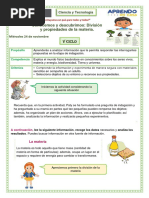 Conocemos y Descubrimos División y Propiedades de La Materia Ciencia Miércoles 24 de Noviembre