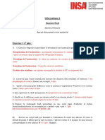 Informatique 1 Examen Final: Durée 2h Heure Aucun Document N'est Autorisé