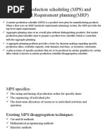 Master Production Scheduling (MPS) and MRP 1