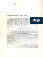 Fallecimiento Del Dr. Julio C. Tello