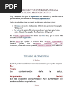 Anexo 4. Tipos de Argumentos Con Ejemplos para Escribir Un Texto Argumentativo