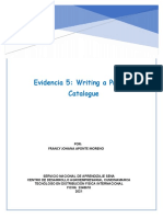 Evidencia 5: Writing A Product Catalogue: Por: Francy Johana Aponte Moreno