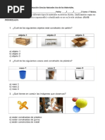 Evaluación Ciencias Naturales Uso de Los Materiales Primero Básico.