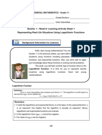 Quarter 1 - Week 8: Learning Activity Sheet 1 Representing Real-Life Situations Using Logarithmic Functions