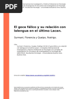 El Goce Fálico y Su Relación Con Lalengua en El Último Lacan