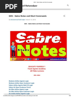 GDS - Sabre Notes and Short Commands