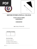 British International College: Year 12 Half Term Assessment Chemistry