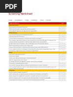 Private Equity Opportunity Screening Checklist