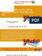 Maraño Junice Commonwealth Act No. 180 and Presidential Decree 451