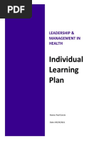 Individual Learning Plan: Leadership & Management in Health