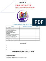 PLAN DE TRABAJO LISTA #2 Unidad Estudiantil