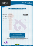 TaxPayer Registration Certificate