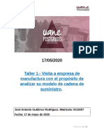 Taller 1. Visita A Empresa de Manufactura Con El Prop Sito de Analizar Su Modelo de Cadena de Sumin