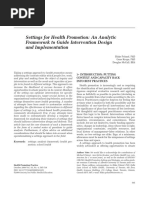 Settings For Health Promotion: An Analytic Framework To Guide Intervention Design and Implementation