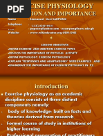 Definition and Importance: Exercise Physiology