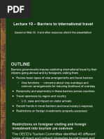 Lecture 11 - Travel Barriers and Investment Barriers