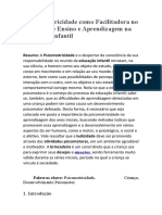 A Psicomotricidade Como Facilitadora No Processo de Ensino e Aprendizagem Na Educação Infantil