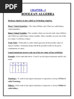 Boolean Algebra: Chapter - 2