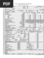 Shell and Tube Heat Exchanger Specification Sheet: (Inlet) Shell Side (Outlet) (Inlet) Tube Side (Outlet)