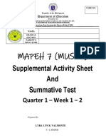 Mapeh 7 (Music) : Supplemental Activity Sheet