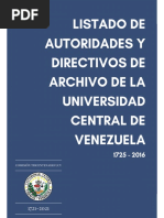 Listado de Autoridades y Directivos de Archivo de La Ucv 1725 2016