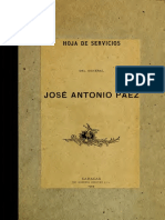 Hojas de Servicios Del General José Antonio Páez