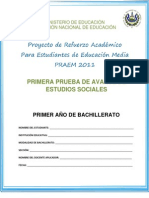 Primera Prueba de Avance - Estudios Sociales - Primer Año de Bachillerato