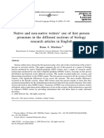 Native and Non-Native Writers' Use of First Person Pronouns in The Different Sections of Biology Research Articles in English