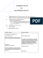 Lesson Plan in Mathematics I 1