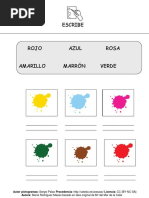 Escribe Vocabulario Colores