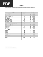 Price List: A. Materials