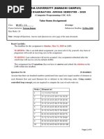 Bahria University (Karachi Campus) : Midterm Examination - Spring Semester - 2020 (Computer Programming CSC-113)