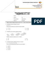 Soal PAS 1 Matematika Kelas VIII