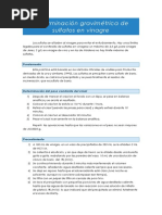 Determinación Gravimétrica de Sulfatos en Vinagre