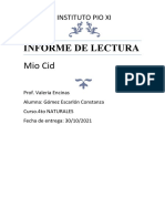 Informe de Lectura Mio Cid