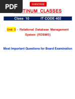 Unit 3 RDBMS Question and Answer