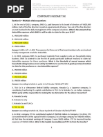 Corporate Income Tax: Section A - Multiple Choice Questions